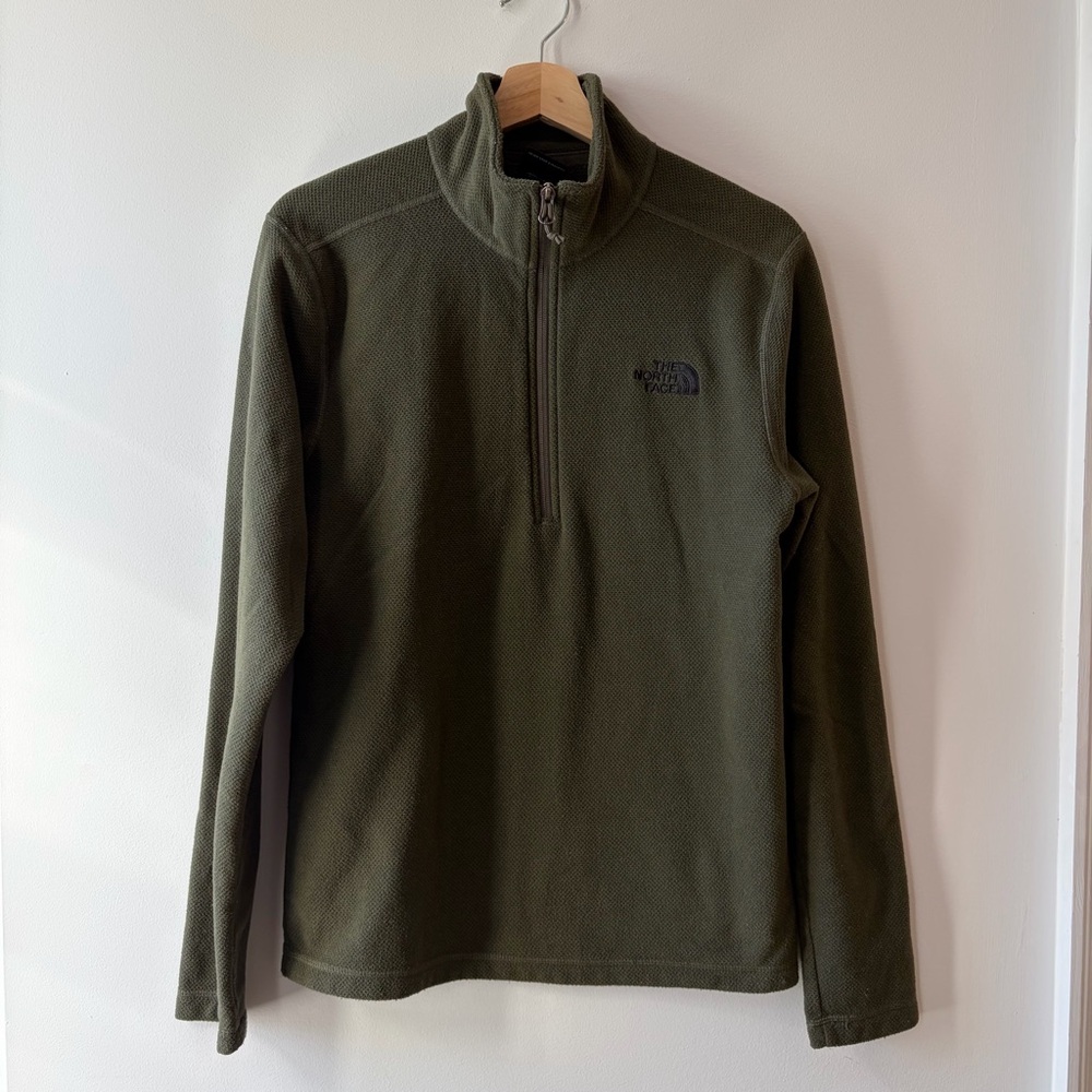 Free ship! NORTH FACE Textured Cap Rock Mens Quarter Zip Fleece Sweatshirt Green